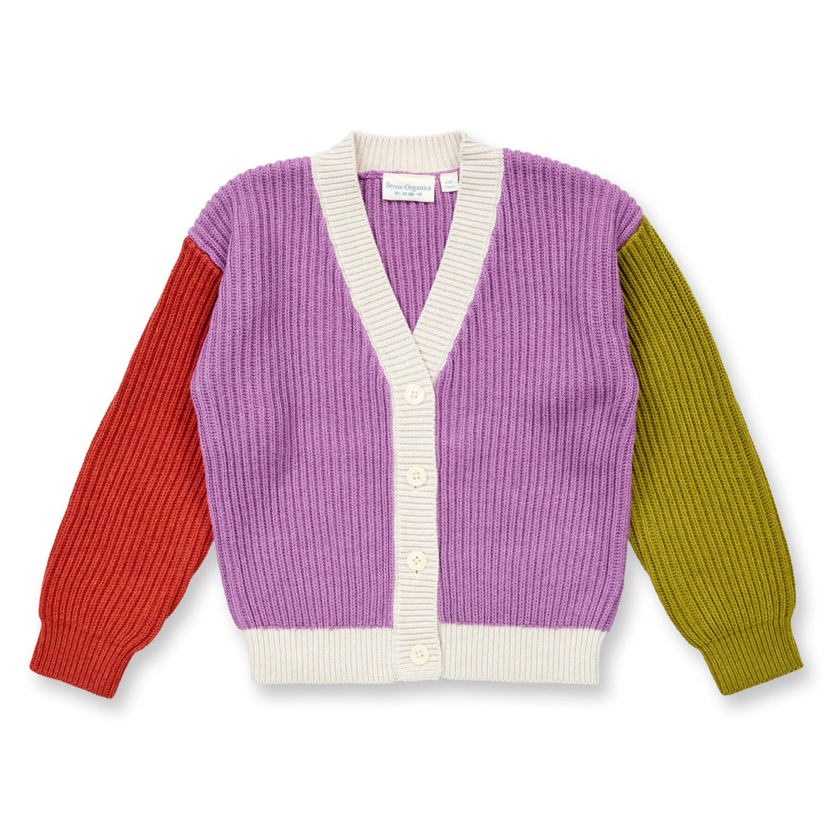 Cardigan in Cotone Biologico - Colorblock