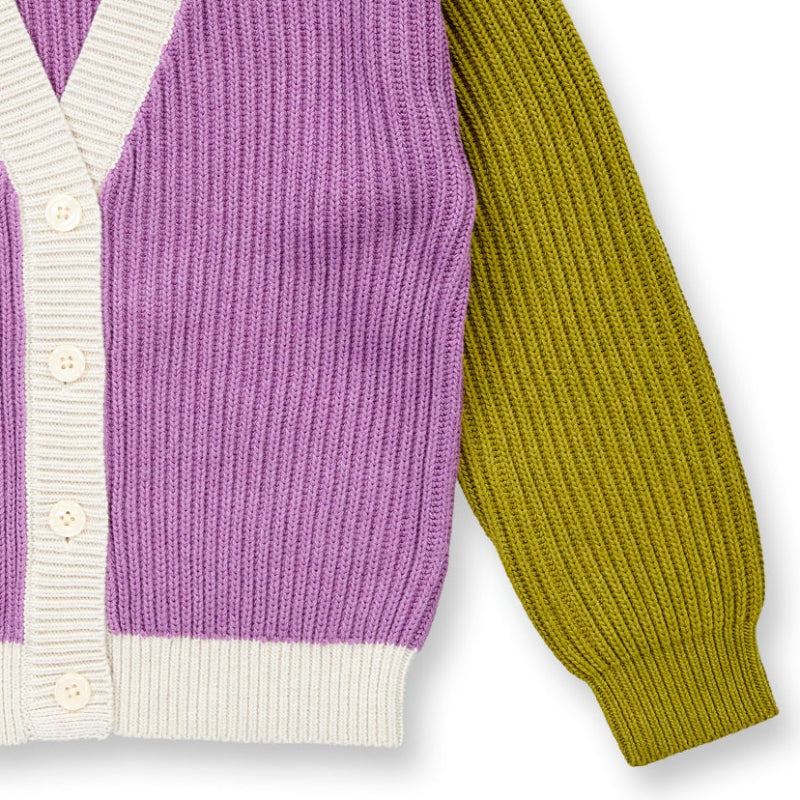 Cardigan in Cotone Biologico - Colorblock