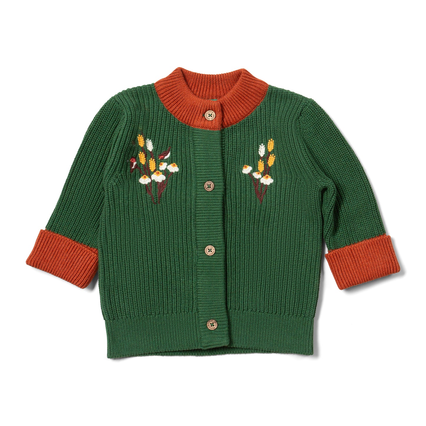 Cardigan ricamato in Cotone Biologico