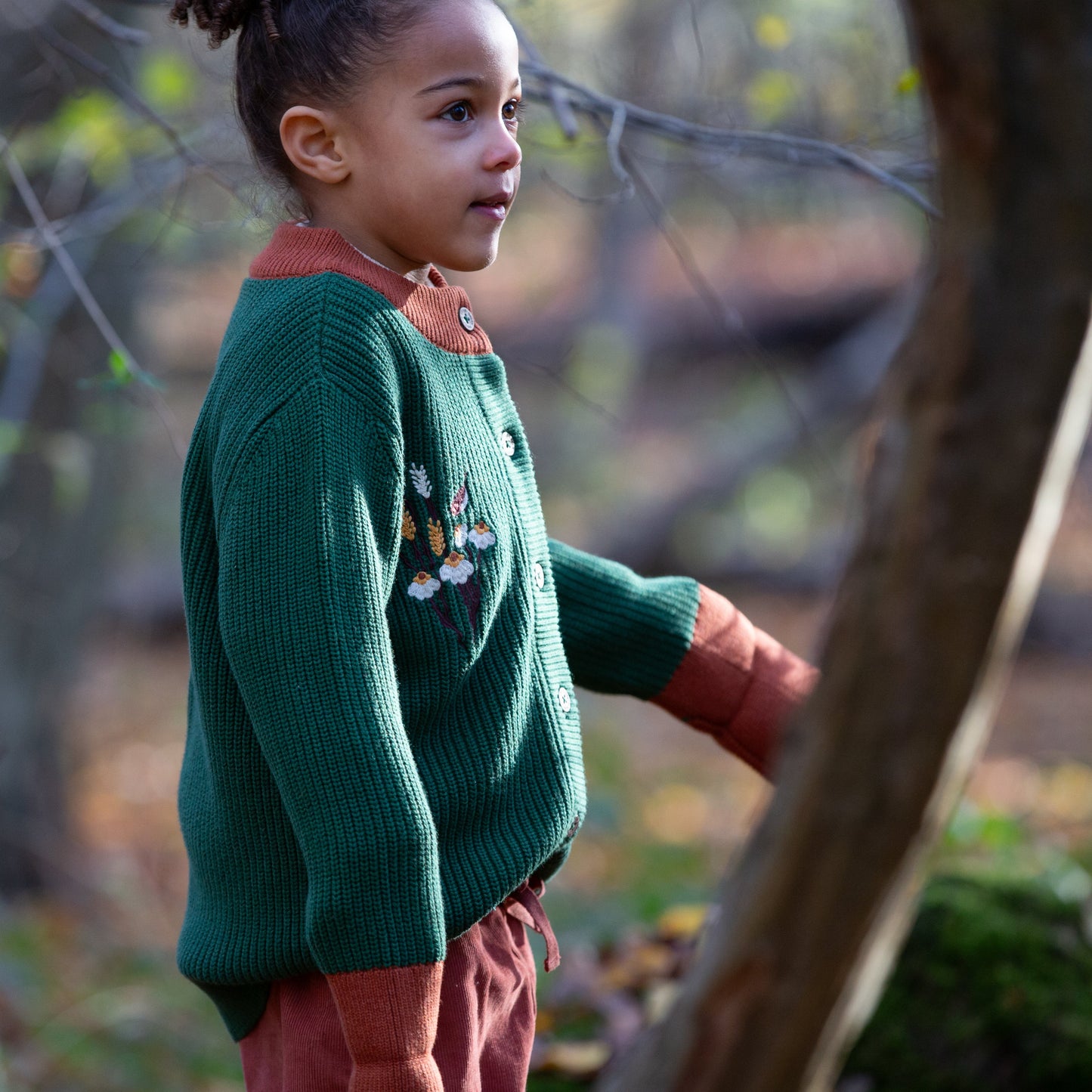 Cardigan ricamato in Cotone Biologico