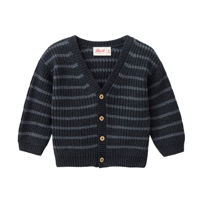 Cardigan in Cotone Biologico - Fumo rigato