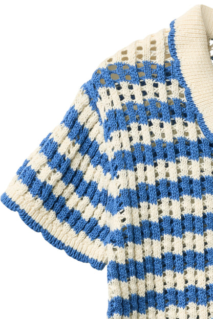Cardigan in Cotone Biologico Crochet - Cobalto