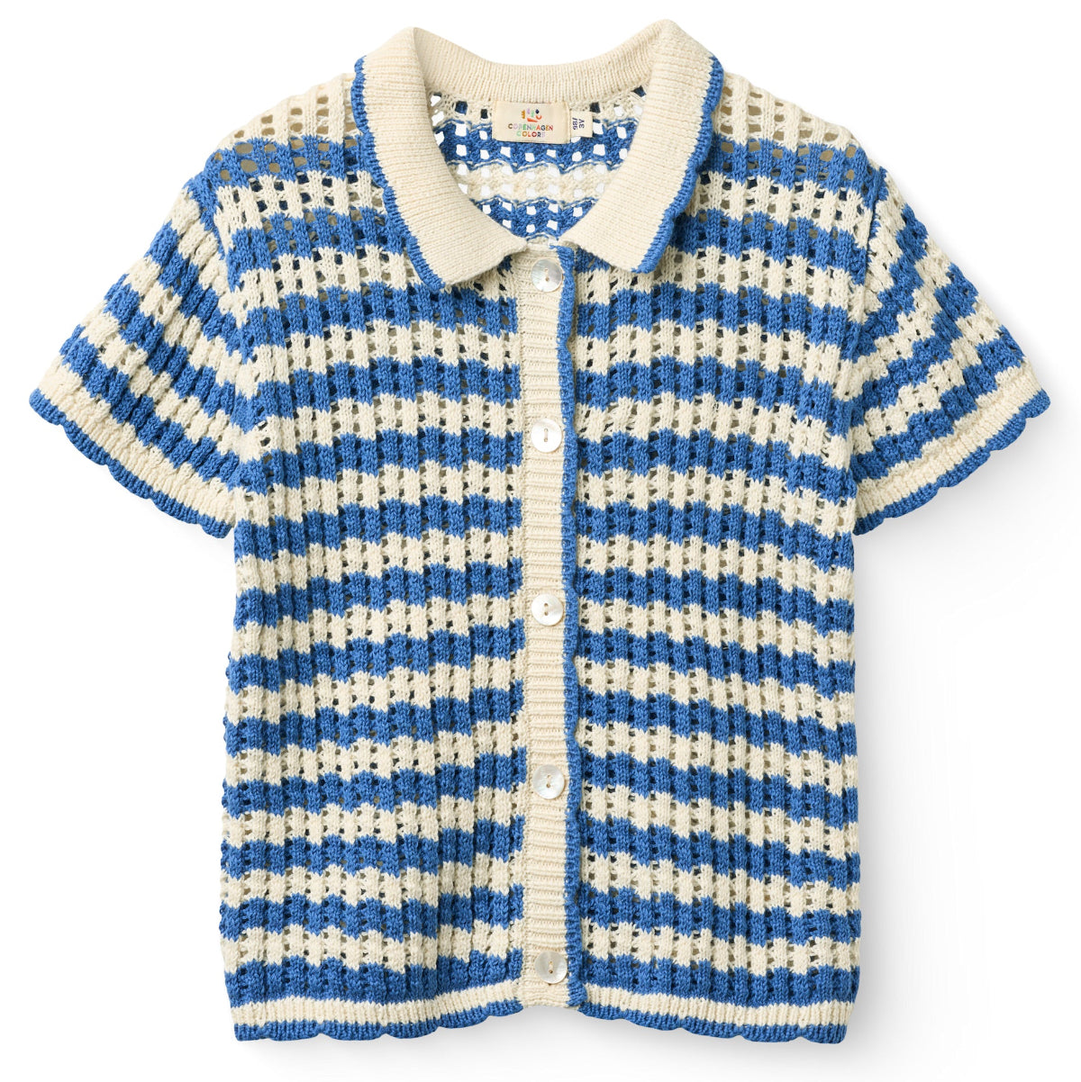 Cardigan in Cotone Biologico Crochet - Cobalto