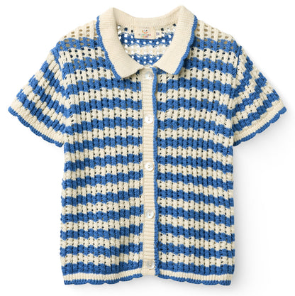 Cardigan in Cotone Biologico Crochet - Cobalto