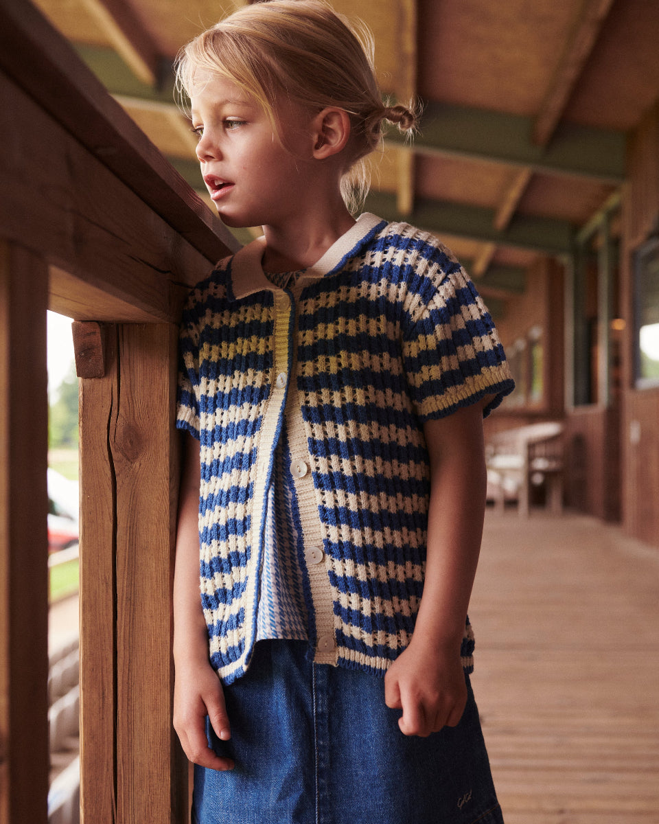Cardigan in Cotone Biologico Crochet - Cobalto