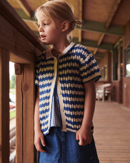 Cardigan in Cotone Biologico Crochet - Cobalto