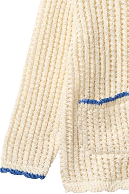 Cardigan in Cotone Biologico Crochet - Crema
