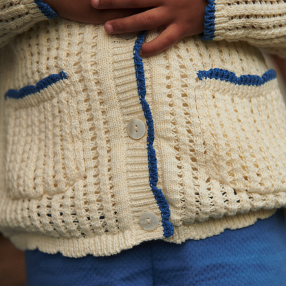 Cardigan in Cotone Biologico Crochet - Crema