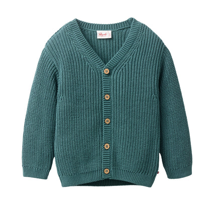 Cardigan in maglia di cotone biologico - Eucalipto