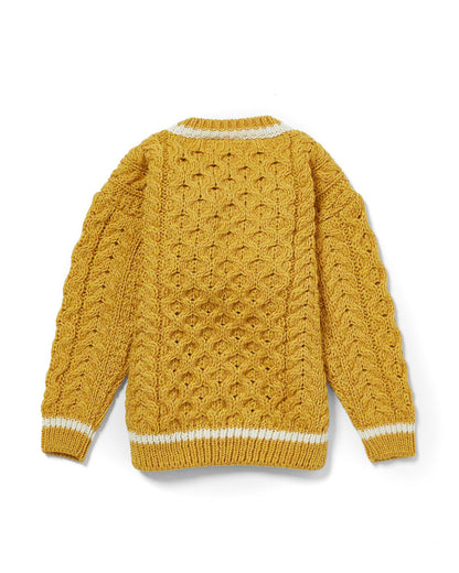 Maglioncino Aran in Lana Irlandese - Senape/Bianco