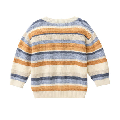 Cardigan in maglia di Cotone Biologico - Righe Multicolor