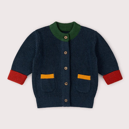Cardigan in Cotone Biologico con taschine - Blu Notte