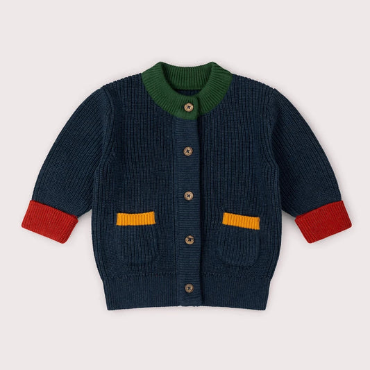 Cardigan in Cotone Biologico con taschine - Blu Notte