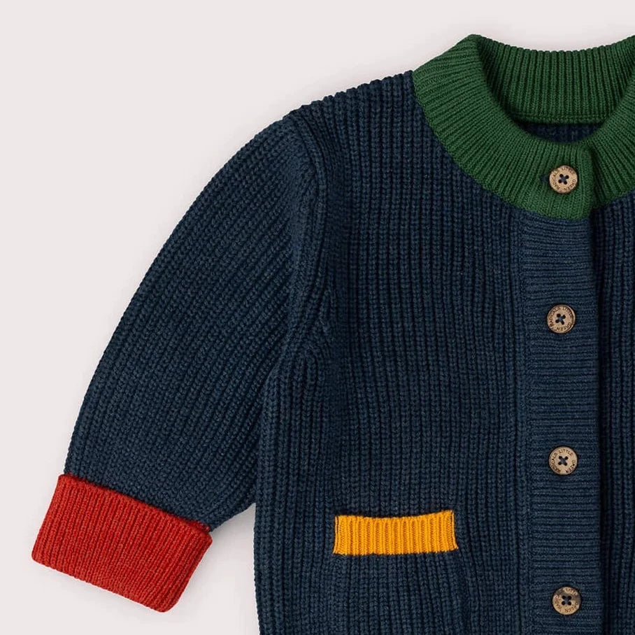 Cardigan in Cotone Biologico con taschine - Blu Notte