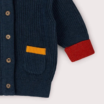 Cardigan in Cotone Biologico con taschine - Blu Notte