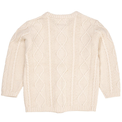 Cardigan trecce in Cotone Biologico - Panna