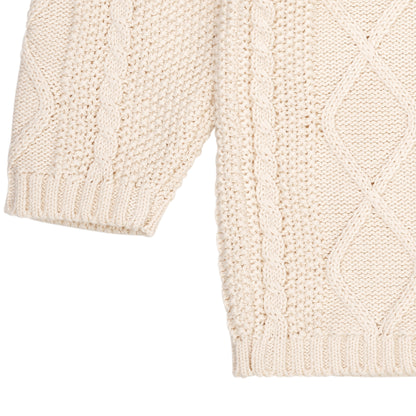 Cardigan trecce in Cotone Biologico - Panna