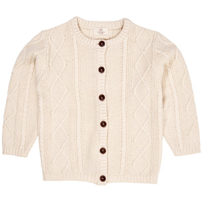 Cardigan trecce in Cotone Biologico - Panna