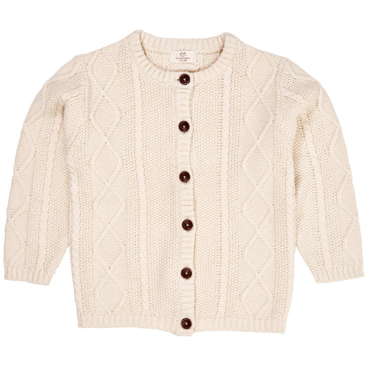 Cardigan trecce in Cotone Biologico - Panna