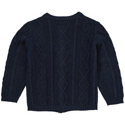 Cardigan trecce in Cotone Biologico - Navy