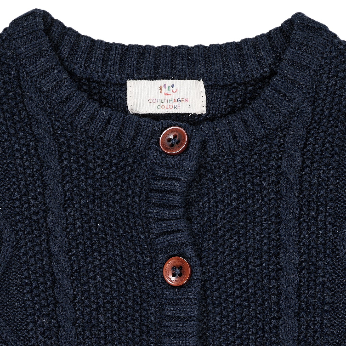 Cardigan trecce in Cotone Biologico - Navy