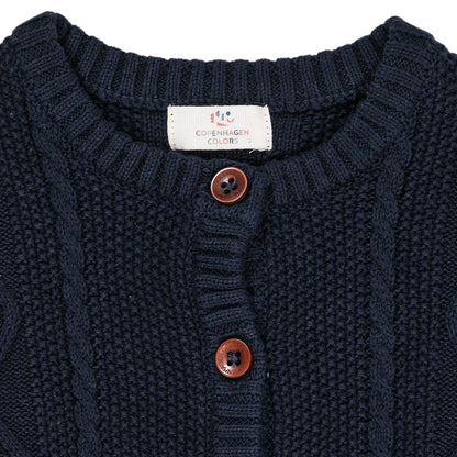 Cardigan trecce in Cotone Biologico - Navy