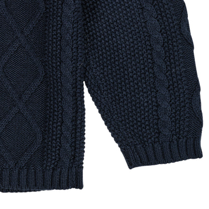 Cardigan trecce in Cotone Biologico - Navy