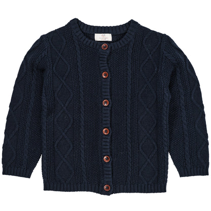 Cardigan trecce in Cotone Biologico - Navy