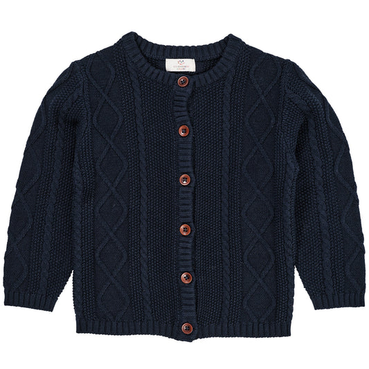 Cardigan trecce in Cotone Biologico - Navy