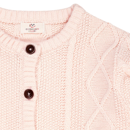 Cardigan trecce in Cotone Biologico - Rosa chiaro