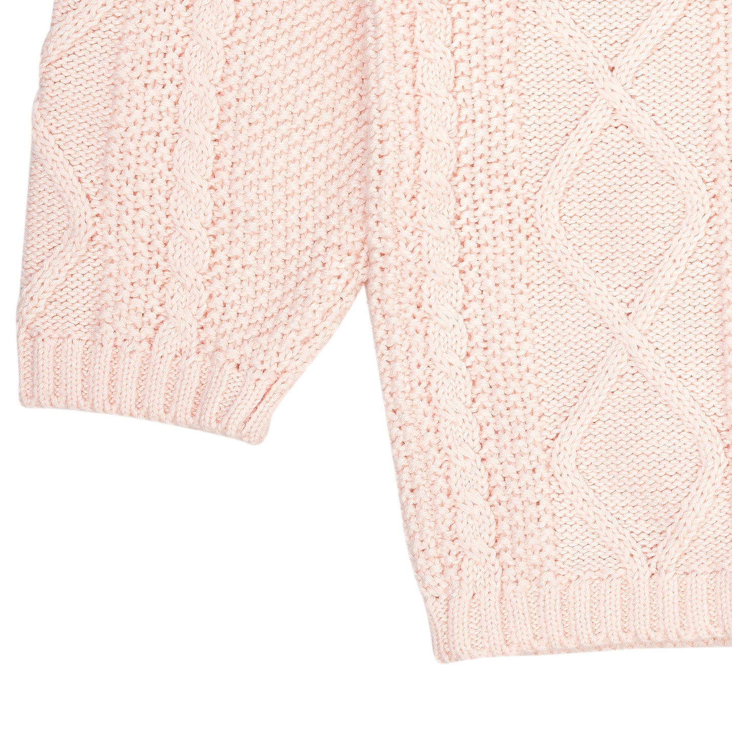 Cardigan trecce in Cotone Biologico - Rosa chiaro