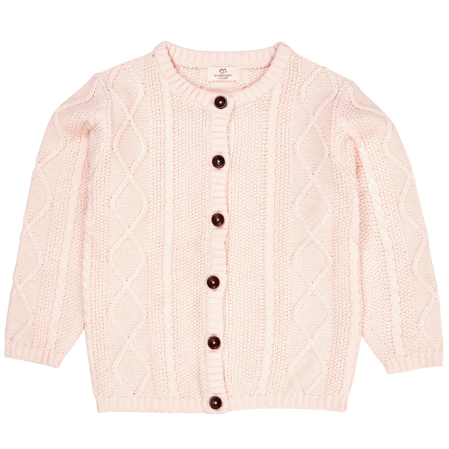 Cardigan trecce in Cotone Biologico - Rosa chiaro