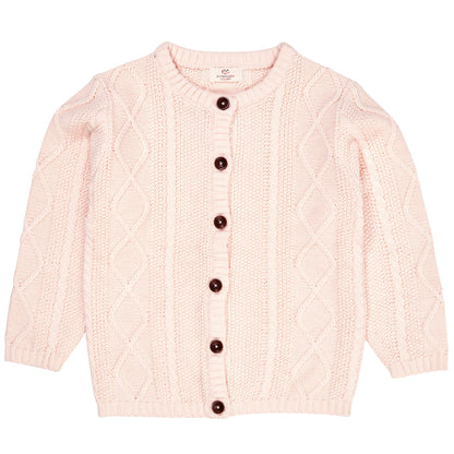 Cardigan trecce in Cotone Biologico - Rosa chiaro