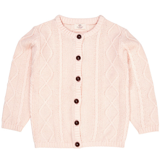Cardigan trecce in Cotone Biologico - Rosa chiaro
