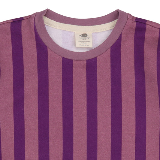 Felpa in Cotone Biologico - Righe Viola