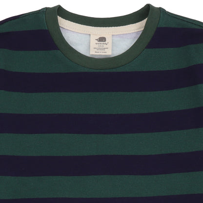 Felpa in Cotone Biologico - Righe Verde/Blu