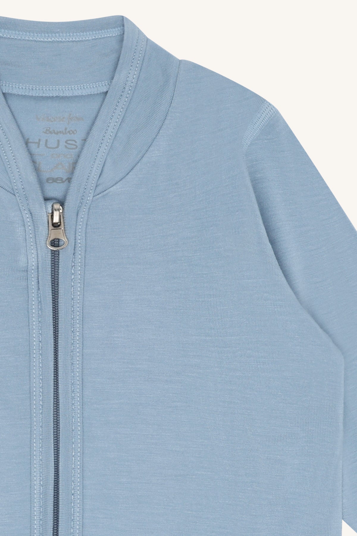 Felpa con zip in Bambù - Azzurro