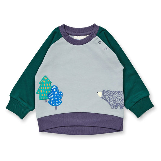 Felpa in Cotone Biologico Woodland - Grigio/Verde