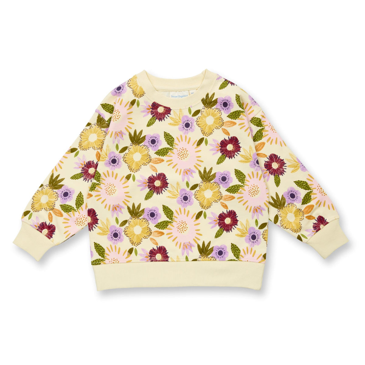 Felpa in Cotone Biologico Fiori - Crema