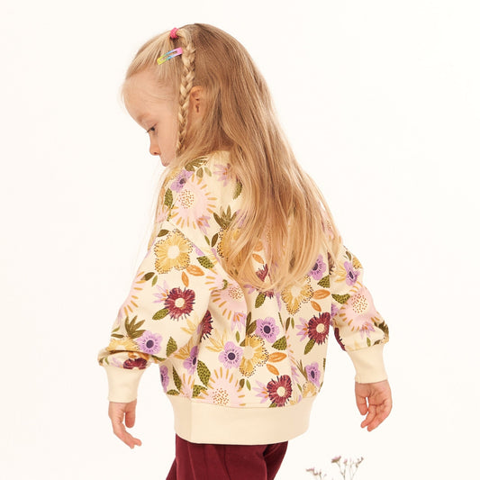 Felpa in Cotone Biologico Fiori - Crema