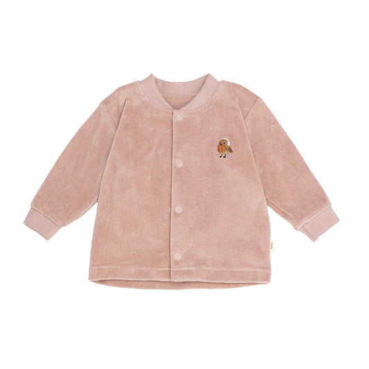 Cardigan in Cotone Biologico Velour - Rosewood