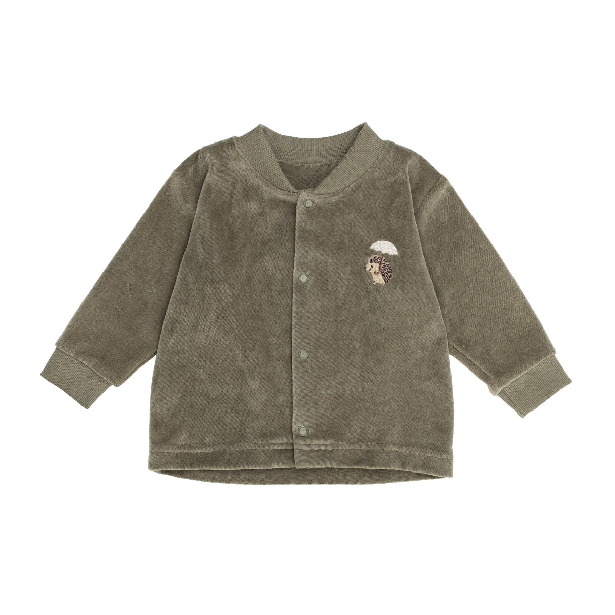 Cardigan in Cotone Biologico Velour - Kaki