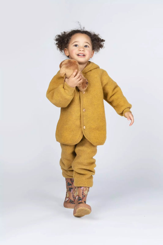 PREORDINE - Pantaloni in pile di lana biologica - Zafferano