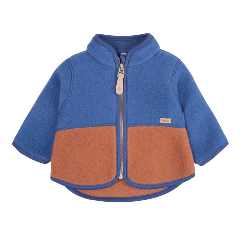 Giacca in pile di lana biologica - Blu/Moka