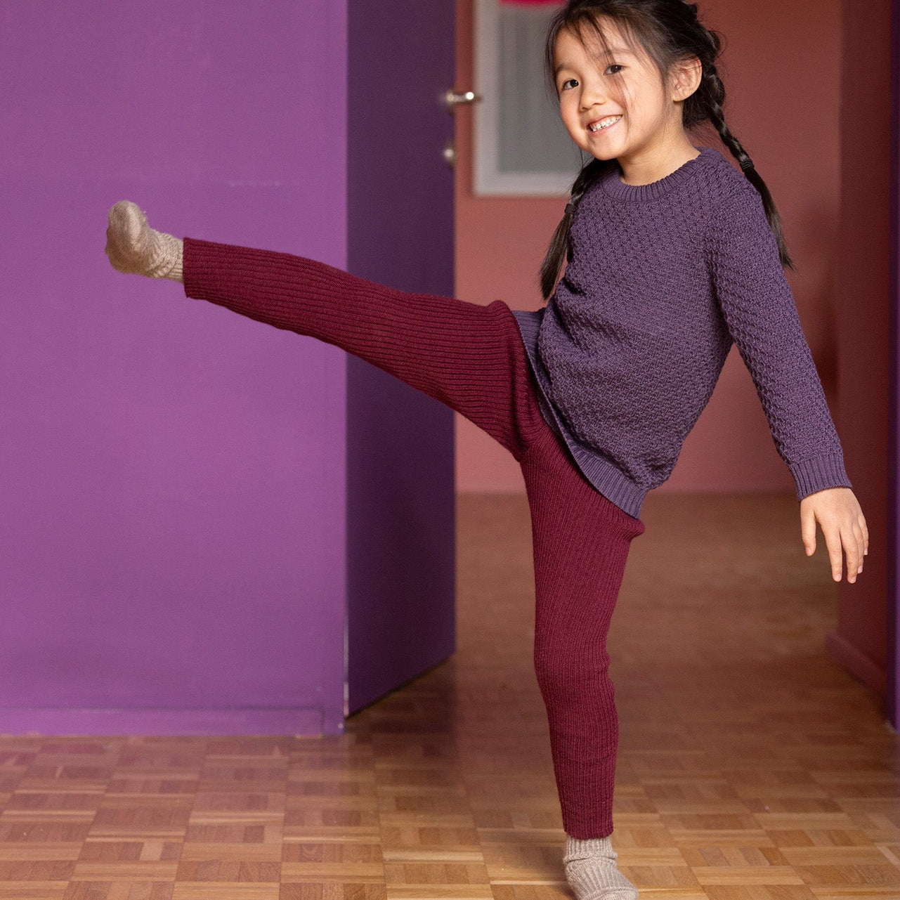 Leggings a costine in lana biologica - Ribes