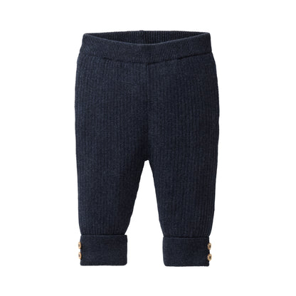 Pantaloni a costine in maglia di Cotone Biologico - Navy