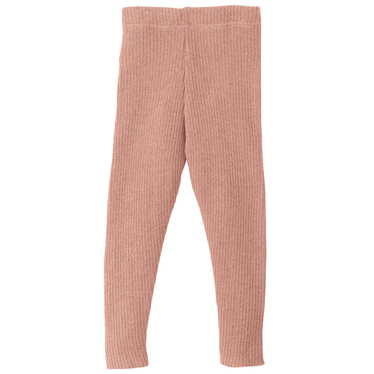 Leggings a costine in lana biologica - Rosa