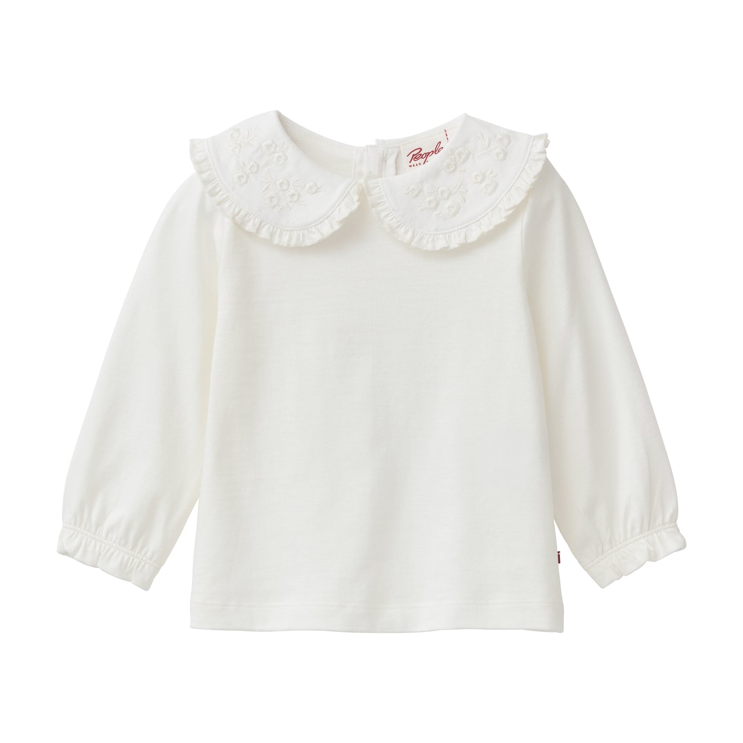 Maglia a manica lunga in Cotone Biologico con colletto ricamato