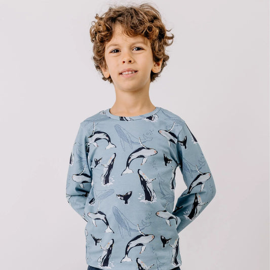 Maglia a maniche lunghe in Cotone Biologico - Balene