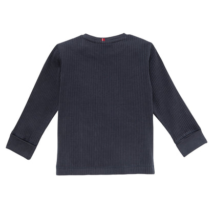 Maglia manica lunga a costine in cotone biologico - Blu
